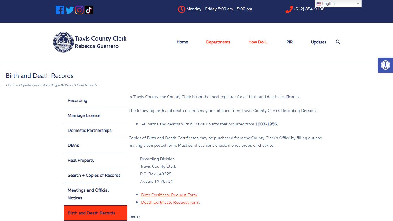 Birth and Death Records - Travis County Clerk