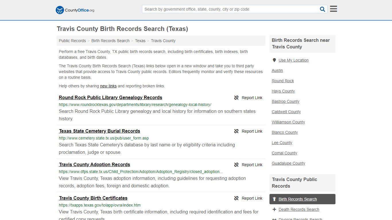 Birth Records Search - Travis County, TX (Birth ...