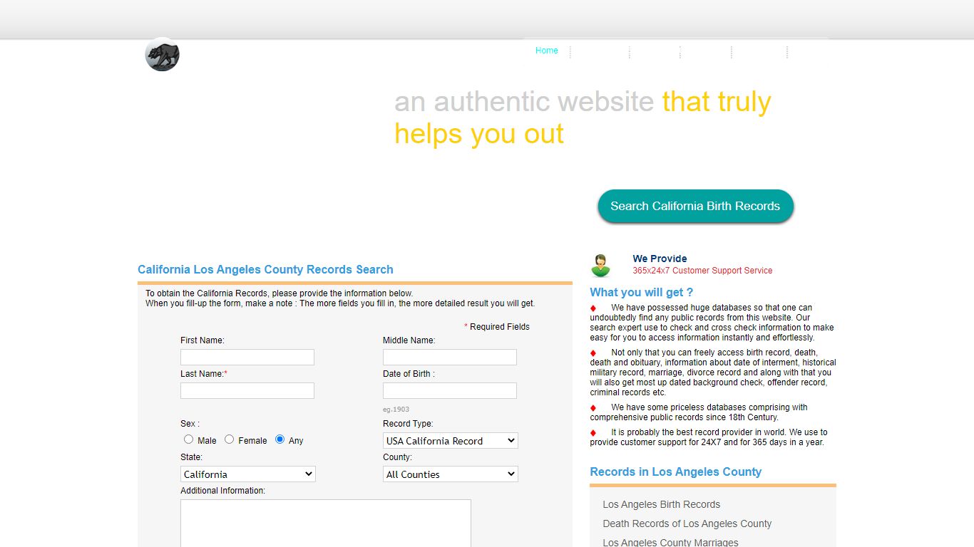 Los Angeles County Birth Records. Public Records ...